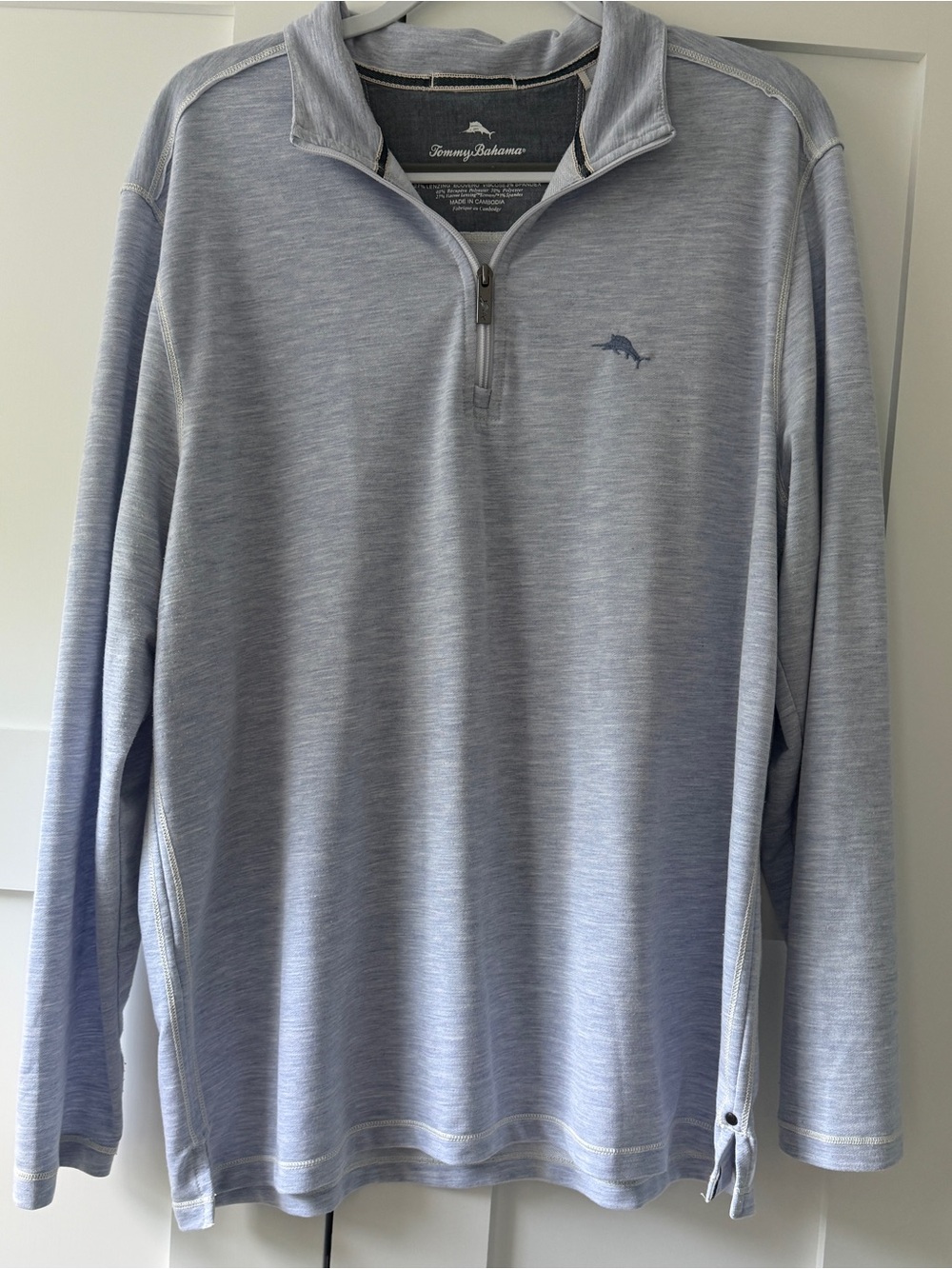 Tommy Bahama Men's Heather Light Blue Quarter-Zip Pullover